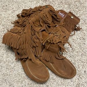 Cognac Minnetonka boots size 7